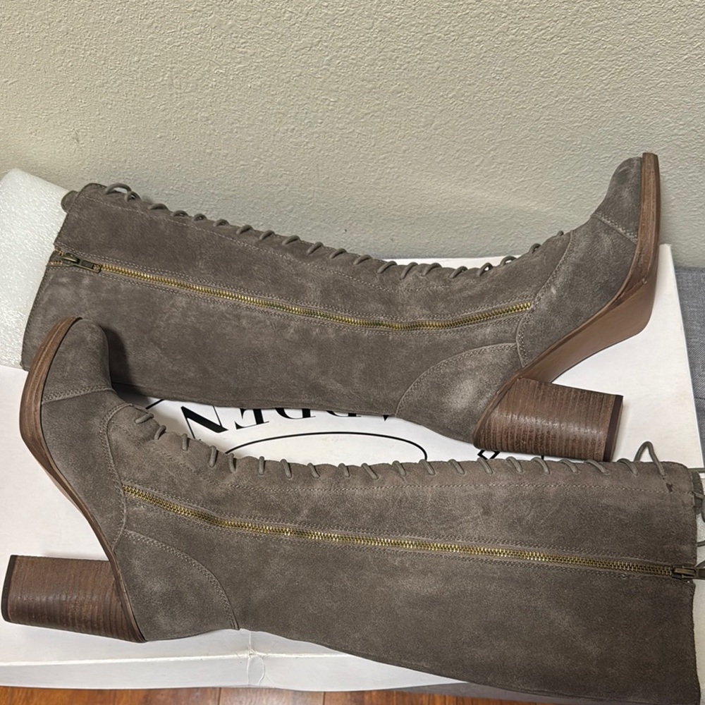 Stylish gray knee high Boots
